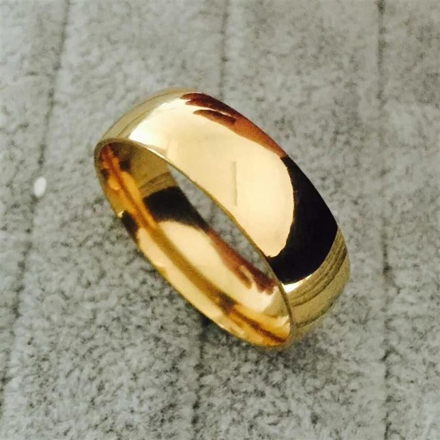 Anelli d'oro matrimoni da 8 mm ad alto polacco alto polacco gli anelli di dito in titanio da 316 litri gli uomini che non sono mai svaniti USA Dimensioni 6-14243N