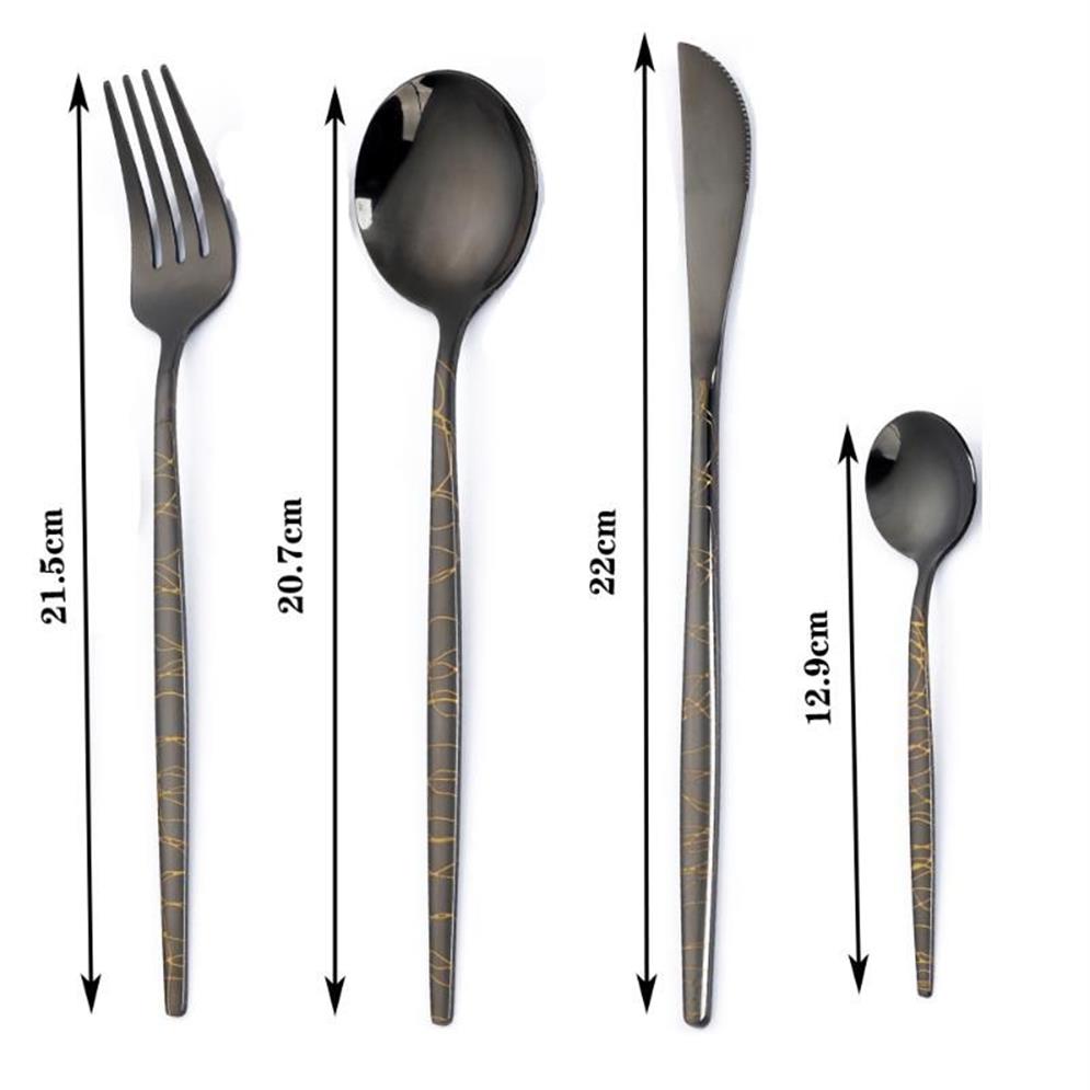 Dinnerware Sets 18 10 Stainless Steel Set Black Gold Cutlery Spoon Fork LNIFE Western Cutleri Silverware Tableware Supplies234S