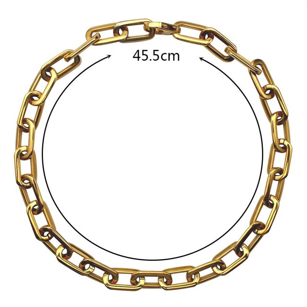 Gruby płaski zaokrąglony prostokąt złoty w kolorze łańcuch łańcuchowy mężczyźni kobiety stal nierdzewna biżuteria 1-sztuczna 1245p