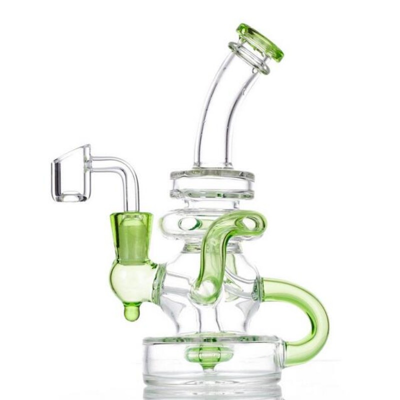 Em estoque, bongos de vidro rosa Dab Rigs Recycler de queimador de óleo para cachimbo de água de vidro de cachimbo de vidro Shisha Acessórios para fumantes com tigela de vidro de 14 mm