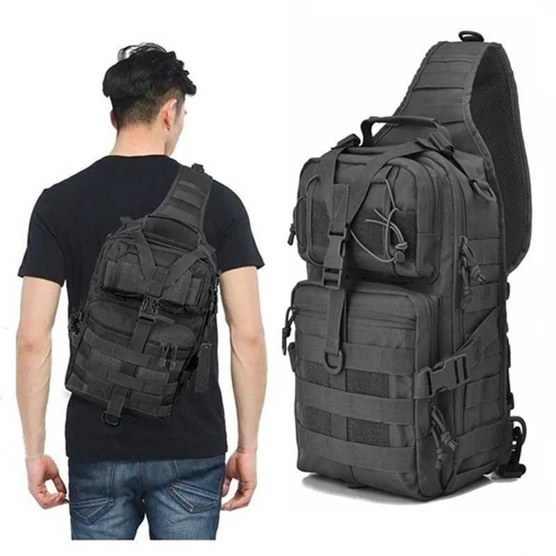 Outdoor -Taschen Outdoor Military Tactical Sling Sport Travel Chest Bag Umhängetasche für Männer Crossbody Taschen Wandercampingausrüstung L231224