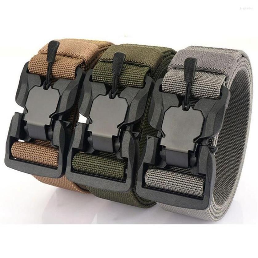 Bälten fungerar snabbfrisättning Hållbar jakt Taktisk remmagnetisk spänne midjeband Canvas Nylon Herr Military Belt260m