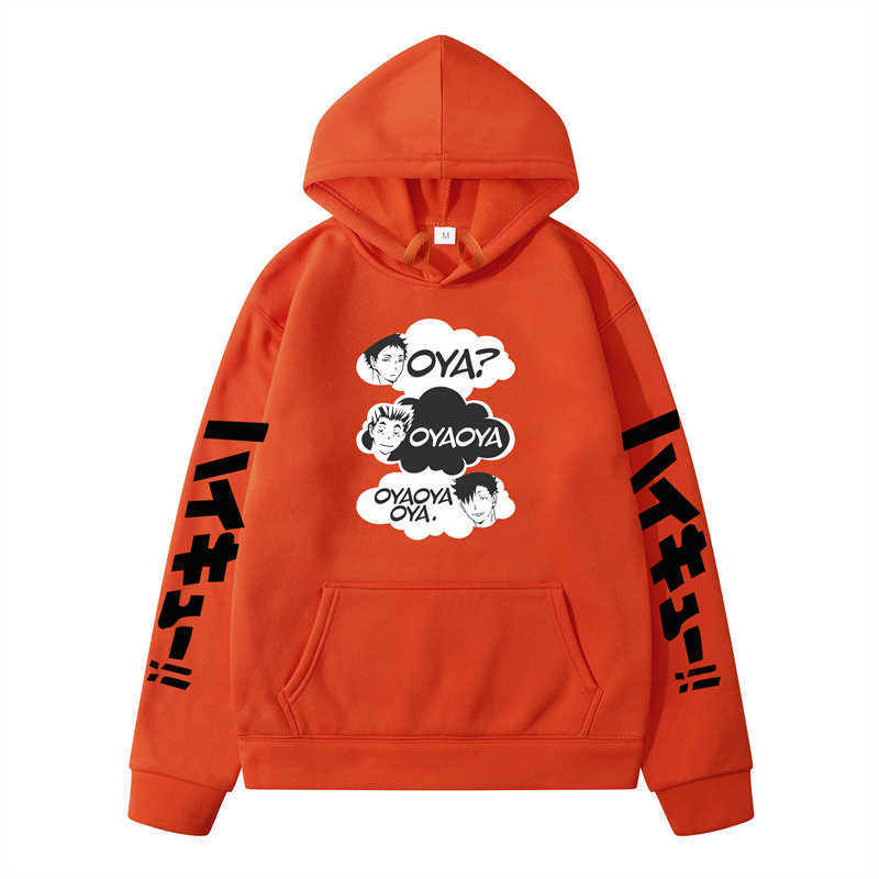 Haikyuu voleybol gençlik karikatür gün karikatür gevşek kapüşonlu kazak erkek hoodies