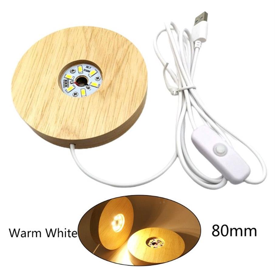 Houten 3d night licht ronde ronde houder led display standaard voor kristallen glazen bal verlichting verlichting accessoires2480