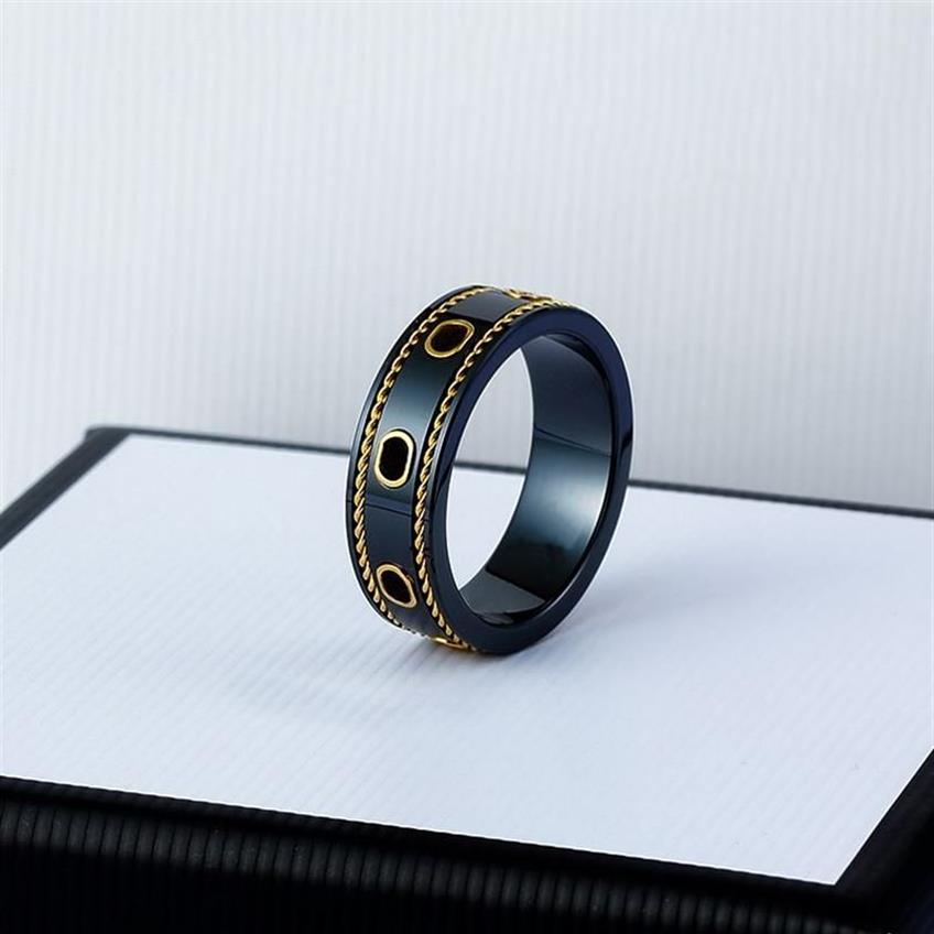 Anelli di design Love Ceramic Band G Letter Rings Black White for Women Men Gioielli Gold Ring280n