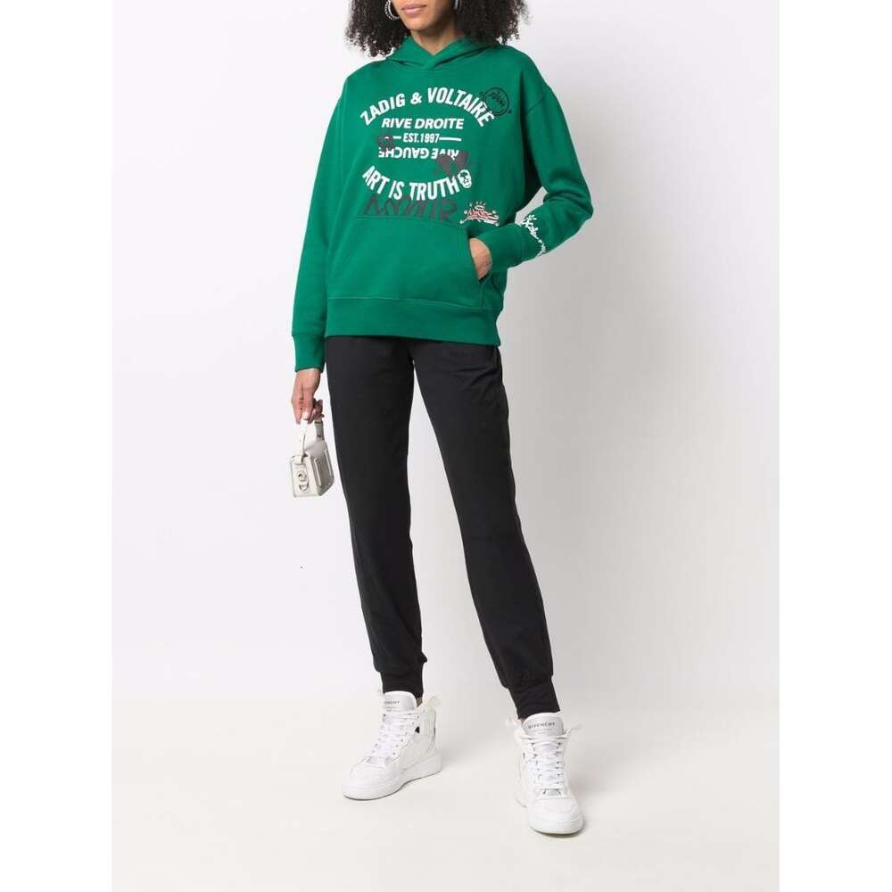 Herenontwerper Hoodie 22 Vroege lente/zomer Franse stijl Classic Print Hot Diamond Green Inner Fleece Dameskap