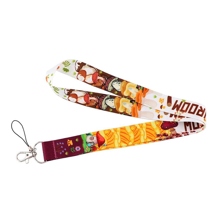 J2803 Cartoon Pilzschlüsselkettenschlüsselausweis -ID Handy Seil Kindergeschenke Lanyard mit Kartenhalter Cover270J