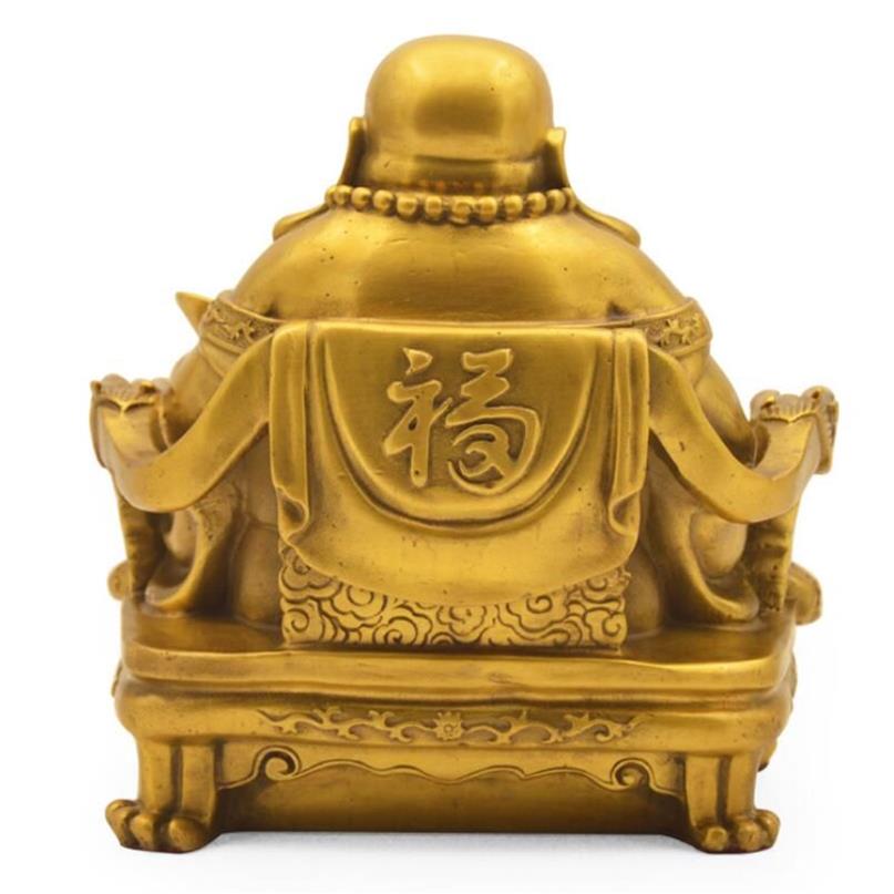 Otwarcie czystej miedzi Maitreya Statue Decoration Dragon Ping Ping Buddha Lucky Wealth Office Town Crafts269p