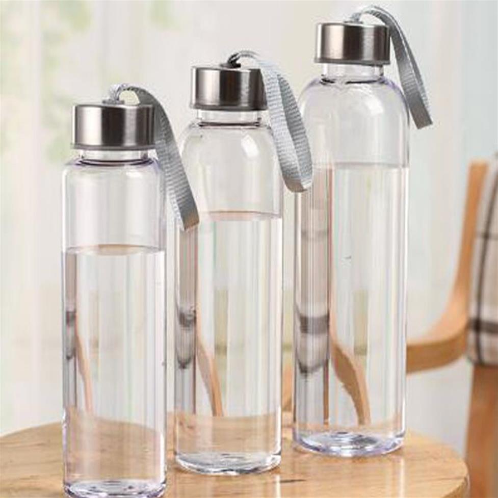 Nouveaux sports extérieurs bouteilles d'eau portables en plastique transparent transparent des déplacements de fuite rond transport pour la bouteille d'eau drinkware254m