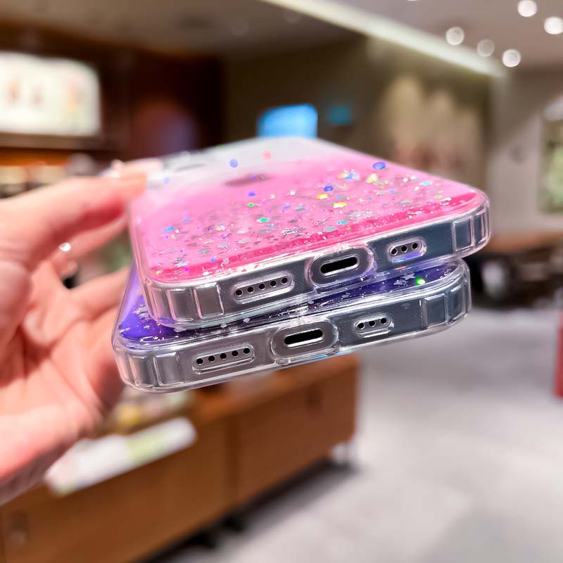 iPhone 용 Gradient Glitter Magnetic Clear Case 15 14 12 13 11 Pro Max X XS 실리콘 TPU 커버 지원 투명 무선 충전 케이스 