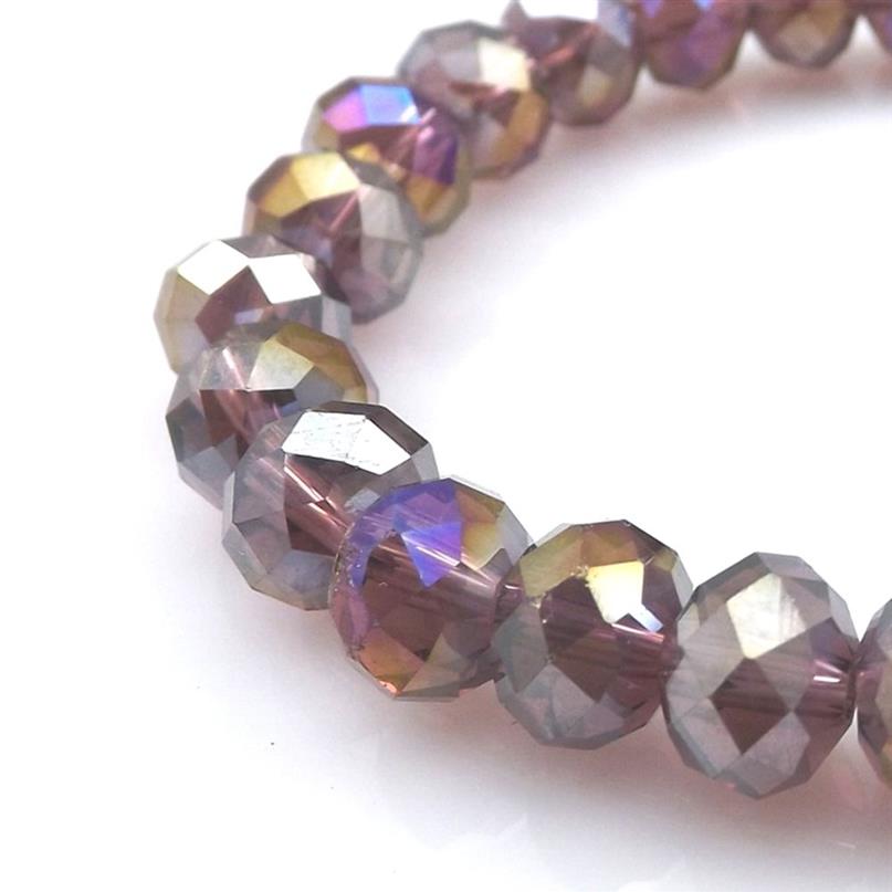 Purple AB Color 8mm Faceted Crystal Beaded Bracelet For Women Simple Style Stretchy Bracelets Whole3217