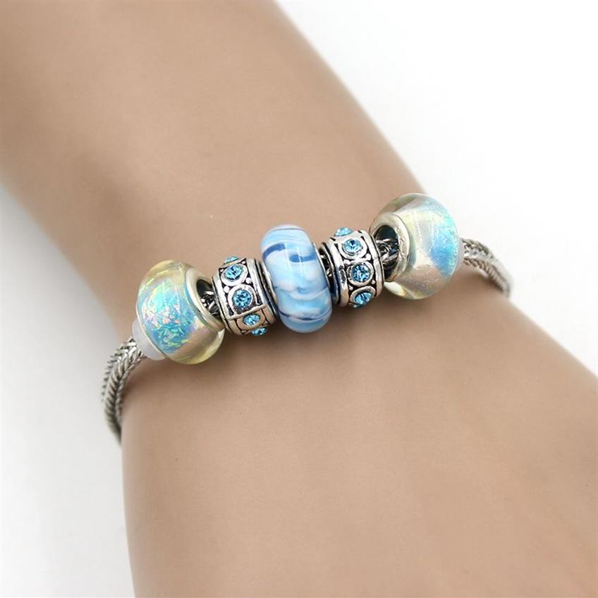 Ganz Neuankömmlinge DIY Schmuck Weizenkette Hellblau Aqua Lampe Murano Glasperlen Armbänder für Frauen Geschenk Bijoux Pulser268z