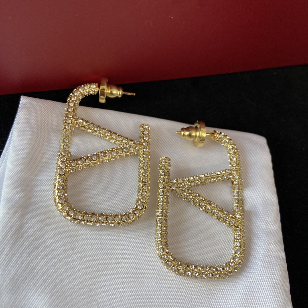 Projektantka mody Kolczyki dla kobiet stadnina luksusowy złoty kształt serca perłowy kryształowy złoto podwójne literę diamentową 925S Srebrna biżuteria klasyka