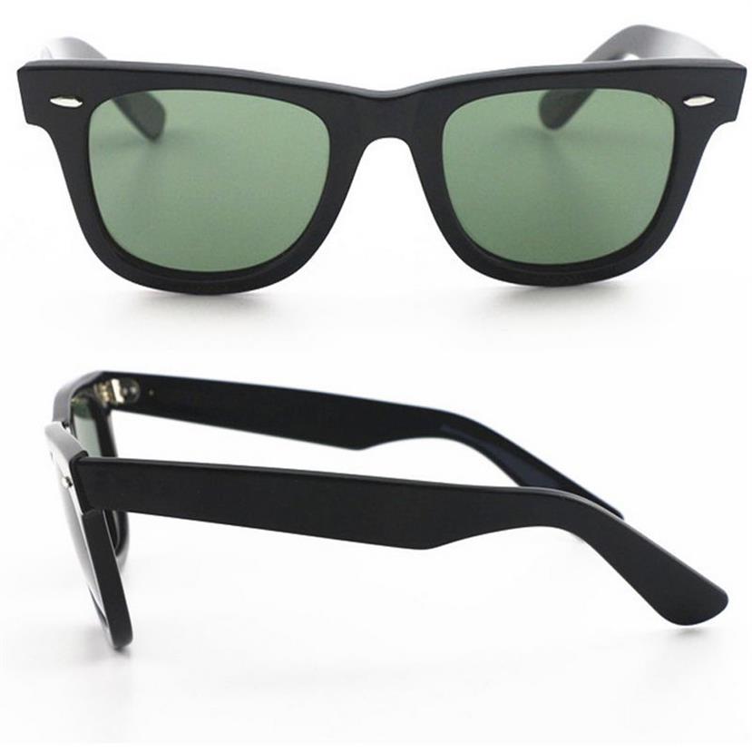 Hel-Western Style Brand Designer TXRPPR Solglasögon Män klassisk vinkel svart plankram 50mm UV400 solglasögon med brun lutning225i