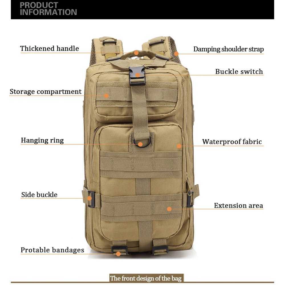 Borse esterni 30L Kindpack militare all'aperto 600D Nylon impermeabile con zaino tattico Sport Sport da viaggio da campeggio trekking da pesca a caccia di pesca Bagsl231222