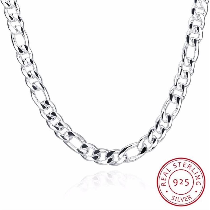 24 Pure Real 925 Sterling Silber Figaro Ketten Halsketten Frauen Männer Schmuck Freund Freund Geschenk 60 cm 10mm Colier Whole2436