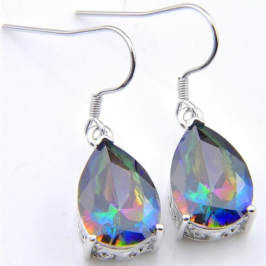 Luckyshine Fashion Water Drop Blue Topaz 925 Silver Plated Earrings Russia American Australia Earrings Jewelry Shippi232t