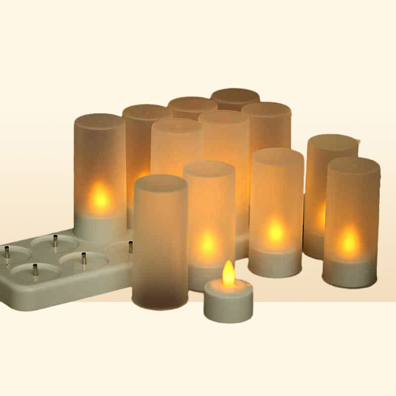 USB şarj edilebilir LED mumlar titreyen alev alevsiz LED mumlar ev dekorasyonu Noel tealight mum ışıkları h12222851081