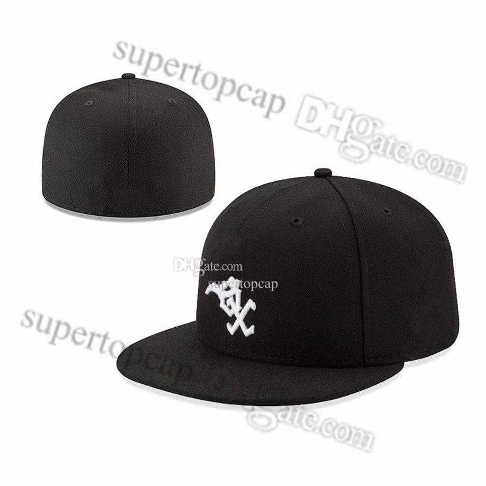 2023 Baseball masculin Full Fermed Caps Summer Navy Blue Letter Bone Men Femmes Black Color toutes les 32 équipes Sport décontracté Flat Fitted3147