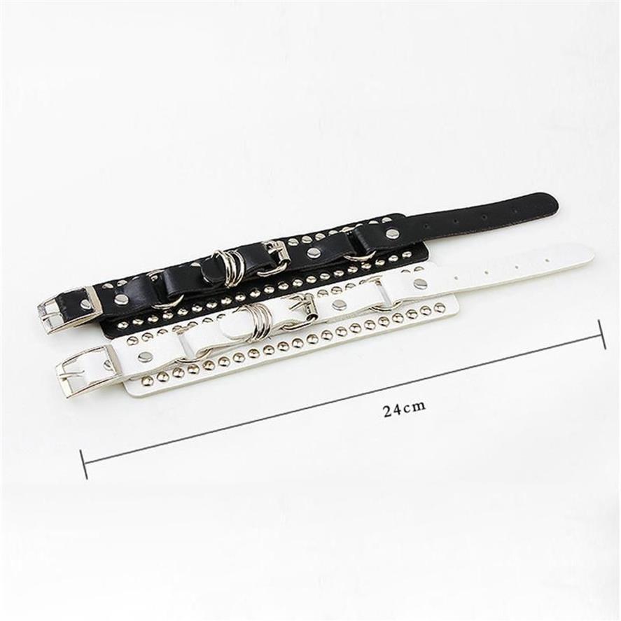 Bracelets de charme Caiylaam Punk Shedet Leather for Women Rock Jewelry Black and White Men Hip Hop Casal209V