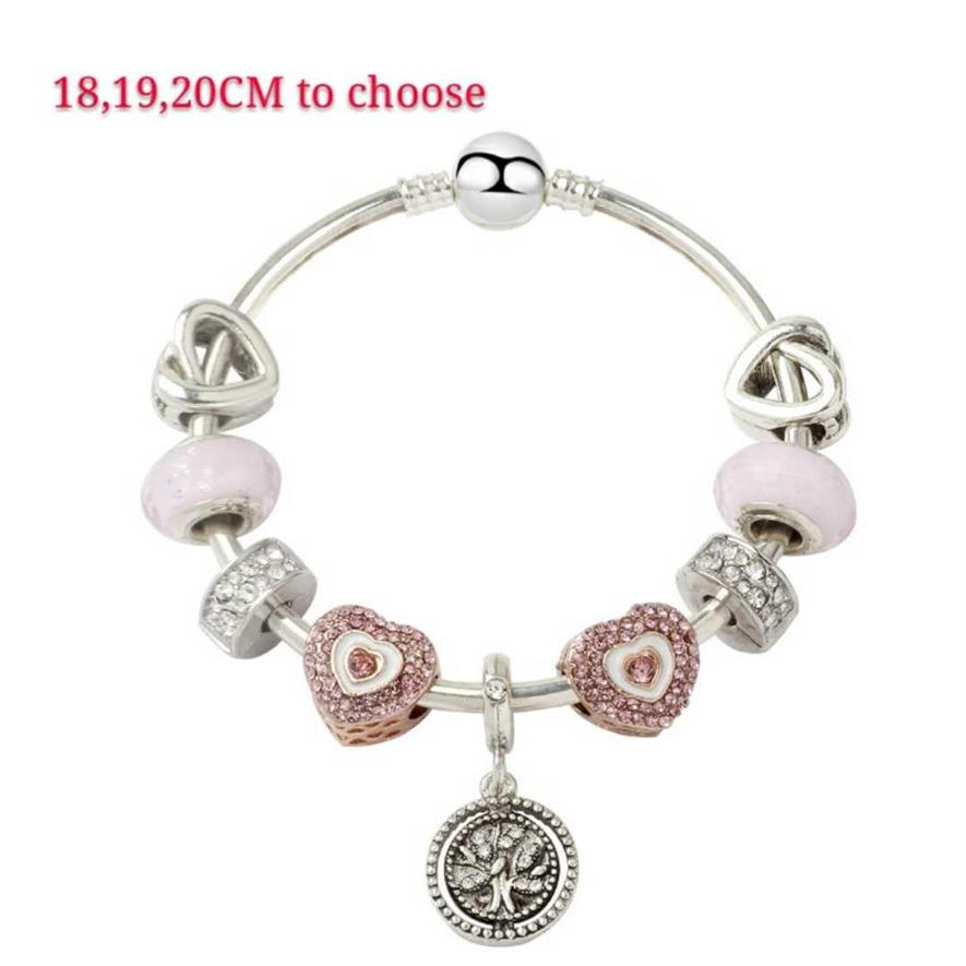 New Life Tree Bracelet Charm Brangle 925 Silver Bracelets Charm Heart Beads for Christmas Gift DIY BIJOURS2358