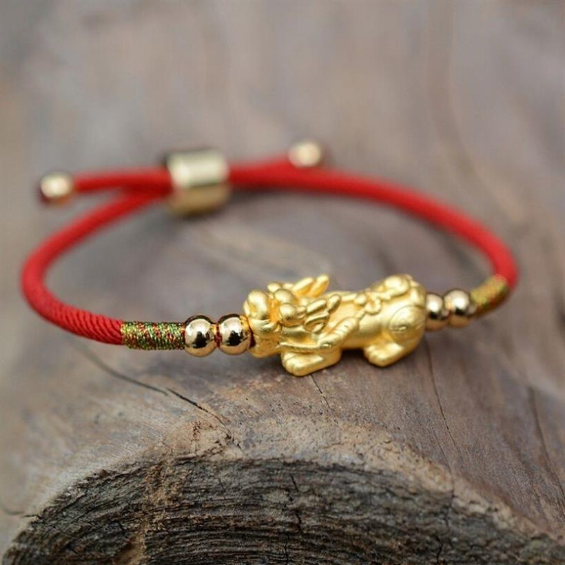 Bracelet à corde rouge de nœud dragon à la main chinois à la mode