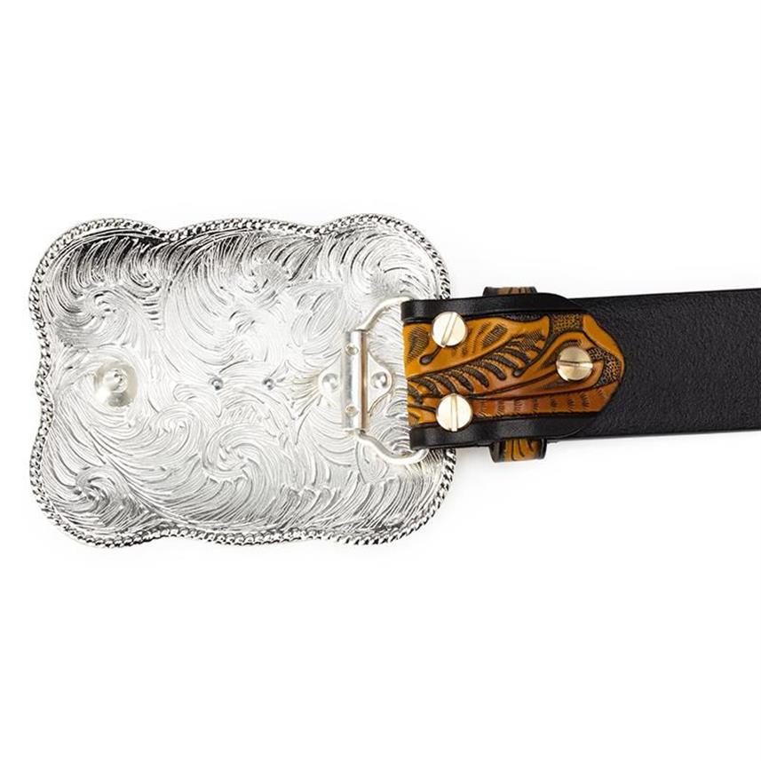 Belts Big Alloy Buckle Golden Horse Leather Belt Cowboy Leisure For Men Floral Pattern Jeans Accessories Fashion279S