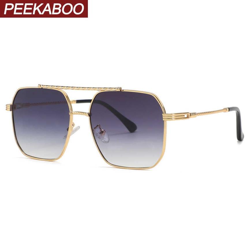 Occhiali da sole Peekaboo Big Frame occhiali da sole Donne Square Double Bridge Metal Glassle For Fashion di alta qualità Uv400 2022 regalo ite238h