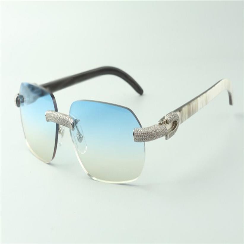 Direct s micro-paved diamond sunglasses 3524024 with mixed buffalo horn temples designer glasses size 18-140 mm183g