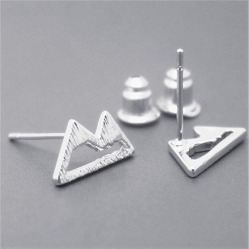 Mode Mountain Contour -stijl Stud Earrings sieraden Hollow Out Design Gold White Rose Three Color Optioneel Unisex2812