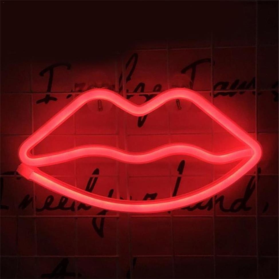 Decorative light neon lip sign LED night lights bedroom decoration birthday wedding party house wall decor valentines day gift260V