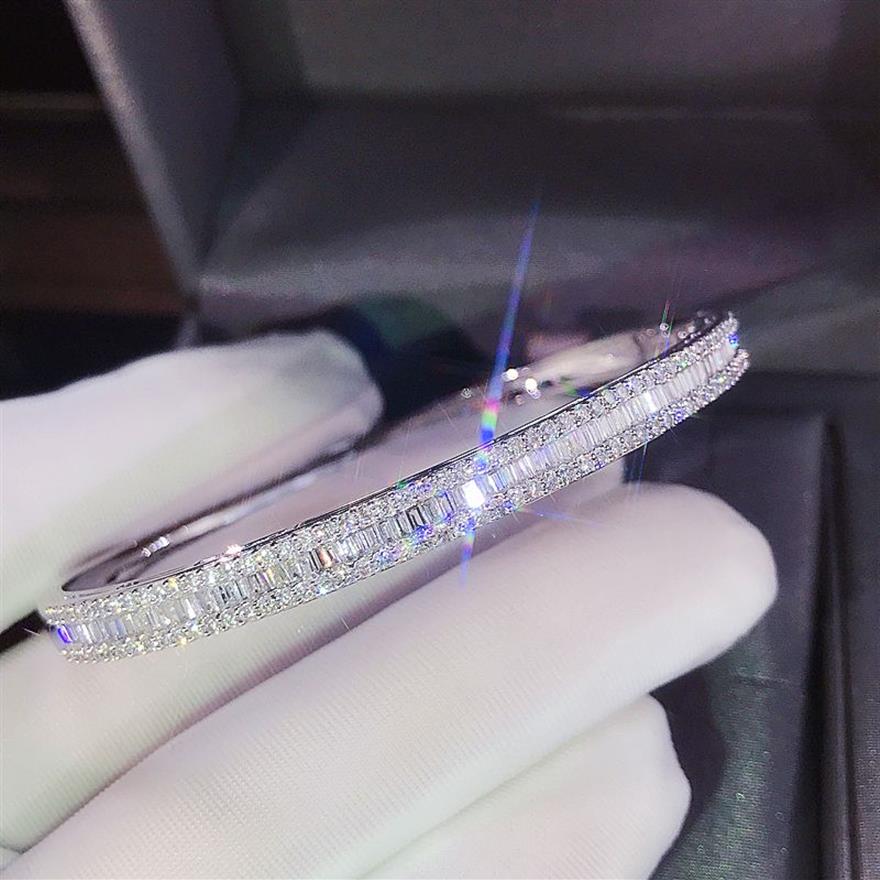 CHOUCONG STUNING GIOVILI DI LUSSO 925 Sterling in argento Full Princess Topaz White Topaz CZ Diamond Eternity Braggango da donna Bracel235W