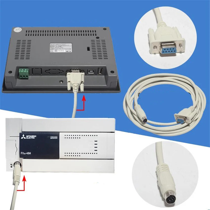 PLC-verbindingslijn PLC-programmeringsdatalijn DB9 vrouwelijk naar MD8-pins kabelsignaallijn