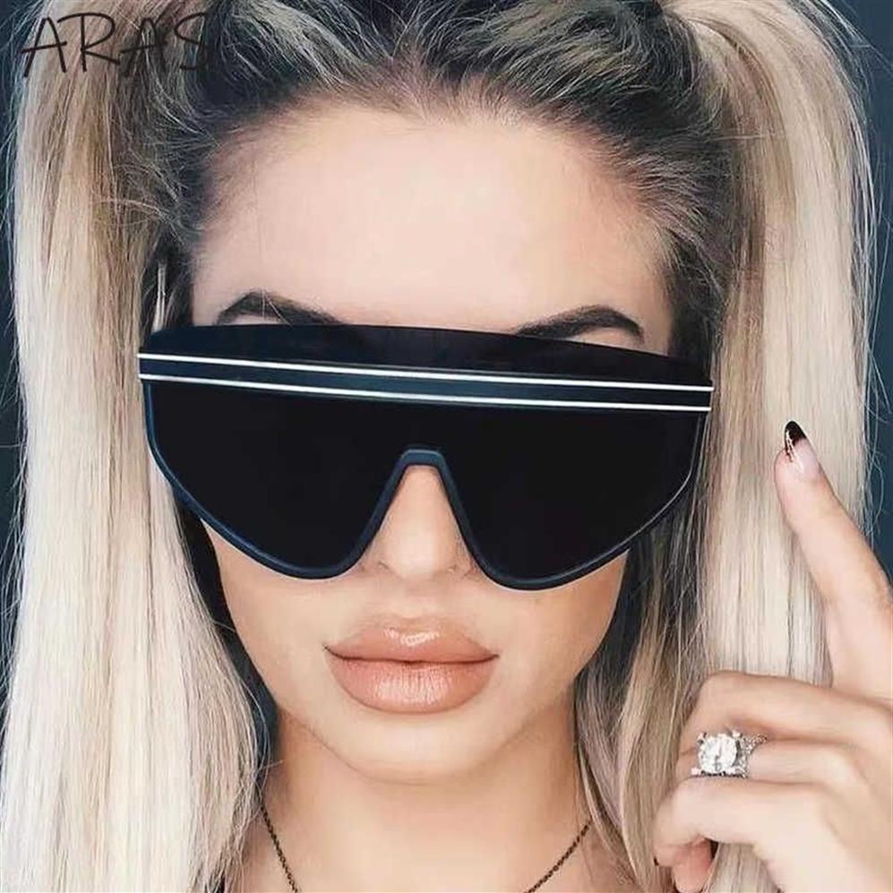 Lunettes de soleil Fashion One Piece Lunettes de soleil surdimensionnées Femmes Semi Rimless Sun Glasshes Men Goggles 2022 Luxury Brand Big Frame Windproof290U