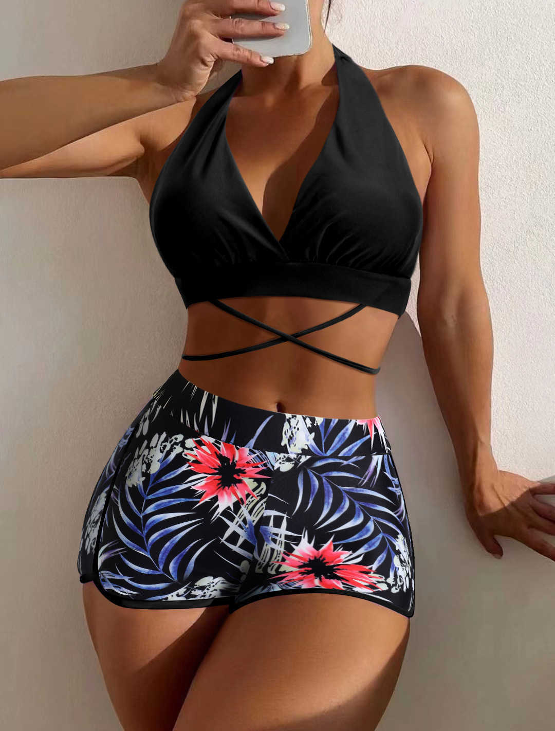 Kobiety stroju kąpielowego 2023 SKWISS SEKSY Cross Krawat Flat Corner High Talle Bikini Swimsuit Kamburny strój kąpielowy