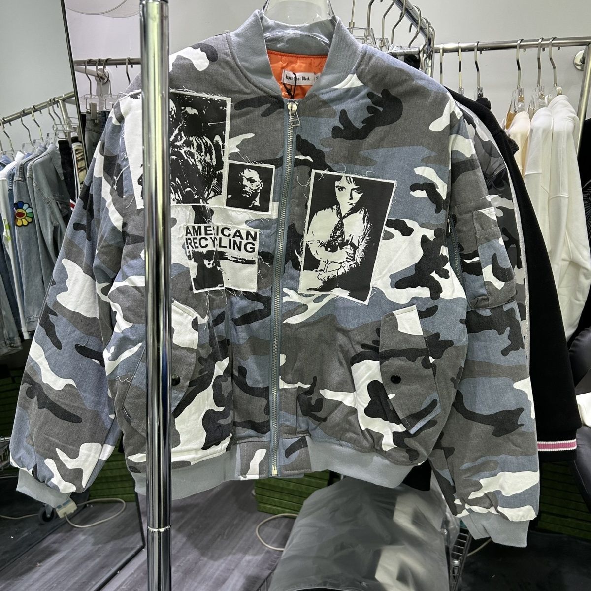 American Style High Street Camouflage Cotton Jacket, Men's Winter Thocked European och American Hiphop Baseball Jacket, Trendy Pilot Jacket