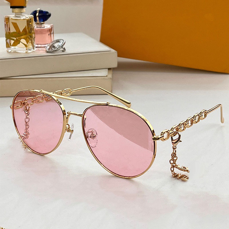 Metal Chain Policy Glasses Sun Frame Oval, Cadeia de metal As pernas de espelho ligadas a templos de decoração floral de letra podem ser adicionados com correntes para melhorar a forma do rosto Z1539W