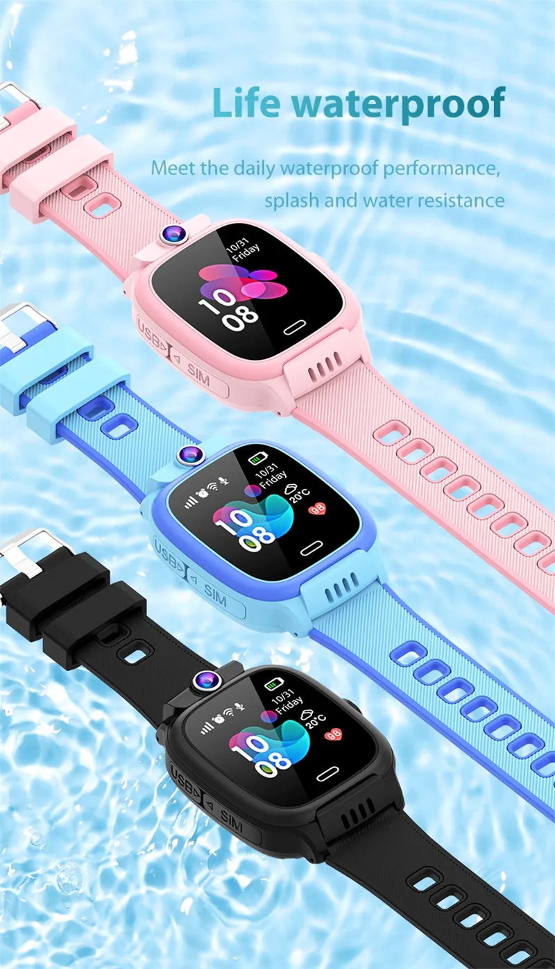 Y31 Kids Smart Watch SIM Card Video Call Voice Chat Waterproof SOS GPS LBS WIFI Positioning Camera Alarm Clock Smart Watch Boys Girls for IOS Android