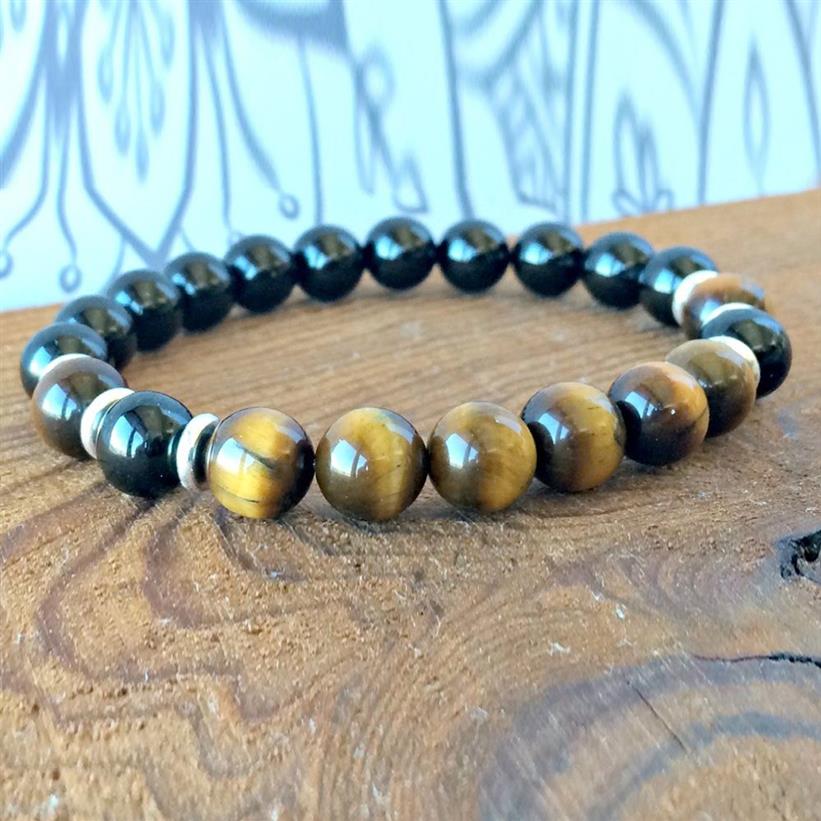 MG0304 Black Onyx Tiger Eye Energy Bracelet Bracelet Personne Personne pour les femmes Balance Bracelet Inner Strength250K