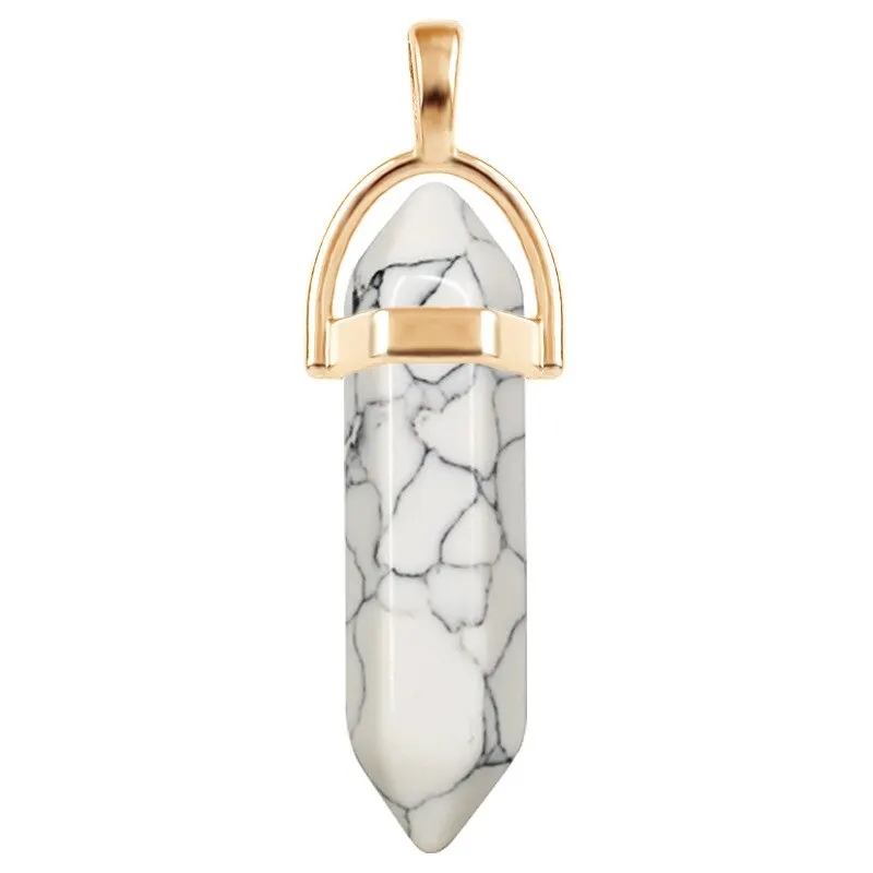 Collier quartz à pilier hexagonal