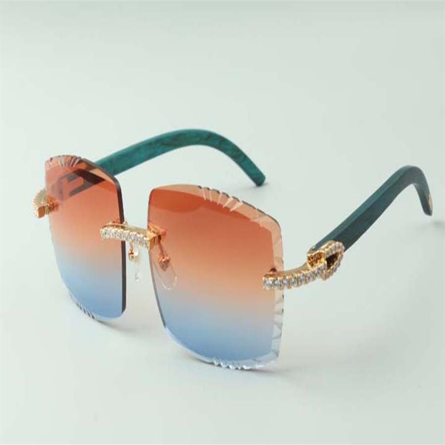 2021 Designers Endless Diamonds Solglasögon 3524022 Cutting Lens Natural Teal Woodglas i storlek 58-18-135mm317J