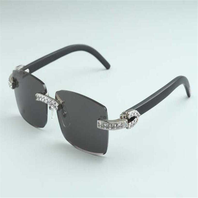 20 Natural Black Horn Mirror Lens 3524012 -B6 Luxury XL Diamond Solglasögon Size 56-18-140mm Glasses239L