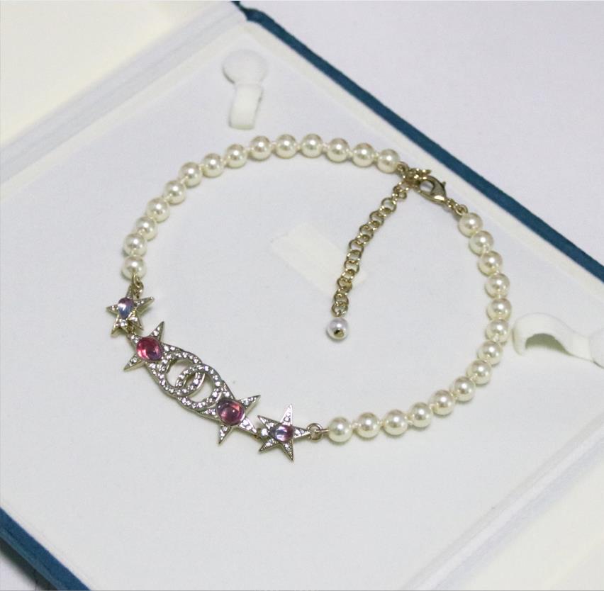 Подвесные ожерелья Рубин инкрустанный пять заостренных звездных серебряных полных алмазных жемчужных ожерелье