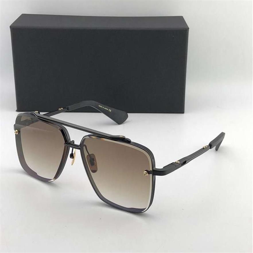 Matte schwarze 121 quadratische Sonnenbrille braune Verlaufslinsen Sonnenbrillen Sonnenbrillen neu mit Box239b