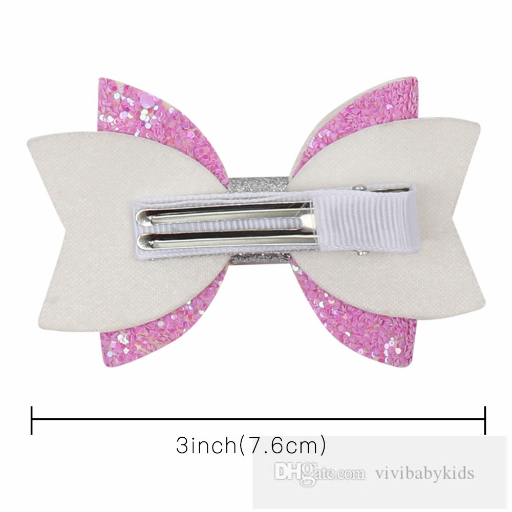 Sequins de double couche de 3 pouces Bows Enfants Clip Clip Clip Valentin Girls Bravo Love Heart Bow Hairpins Headwear Kids Princess Accessories Z6263