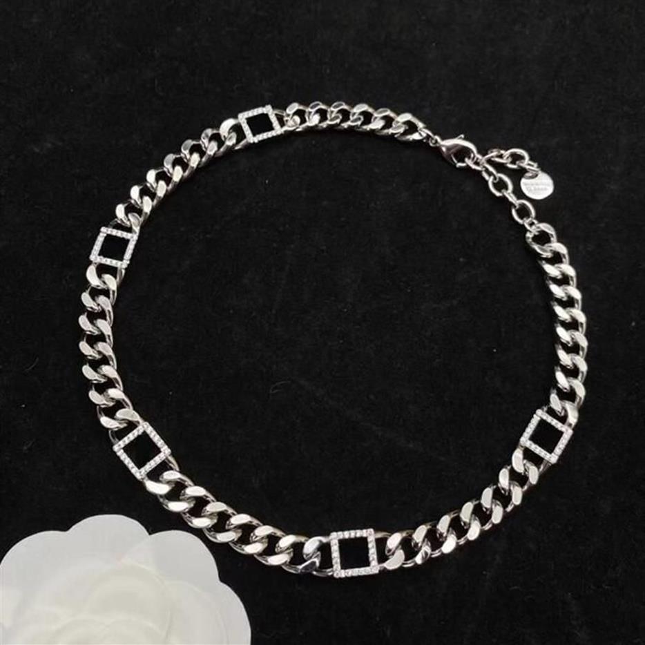 Mode 925 Sterling Silver Choker Halsband Män Kvinnor Rostfritt stål Smycken Set Cuban Chain Designer Letter F JACHELETS FÖR UNIS312S