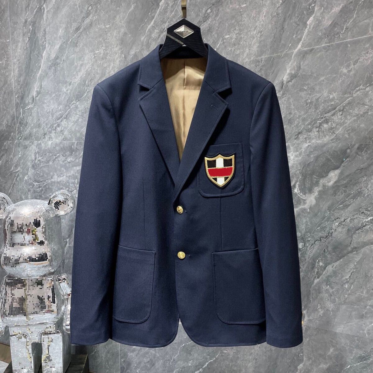 Designer Men Blazer jacket Coat Business Casual Slim Fit Formal Suit Blazers Men Suits Embroidery badge top pant