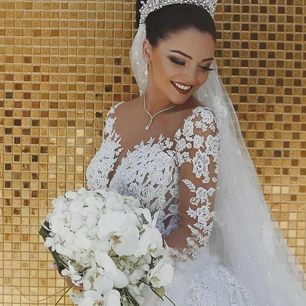 Sbalorditivo 2024 moderni nuovi romantici splendidi abiti da sposa sirena a maniche lunghe perdono appliques da sposa da sposa in pizzo