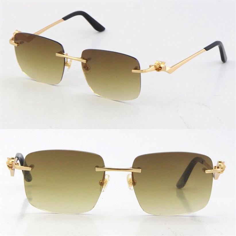 2021New Rimless Unisex Fashion Leopard Series Sunglasses Metal Driving Vintage Glasses High Quality Designer UV400 Frameless Diamo300Z