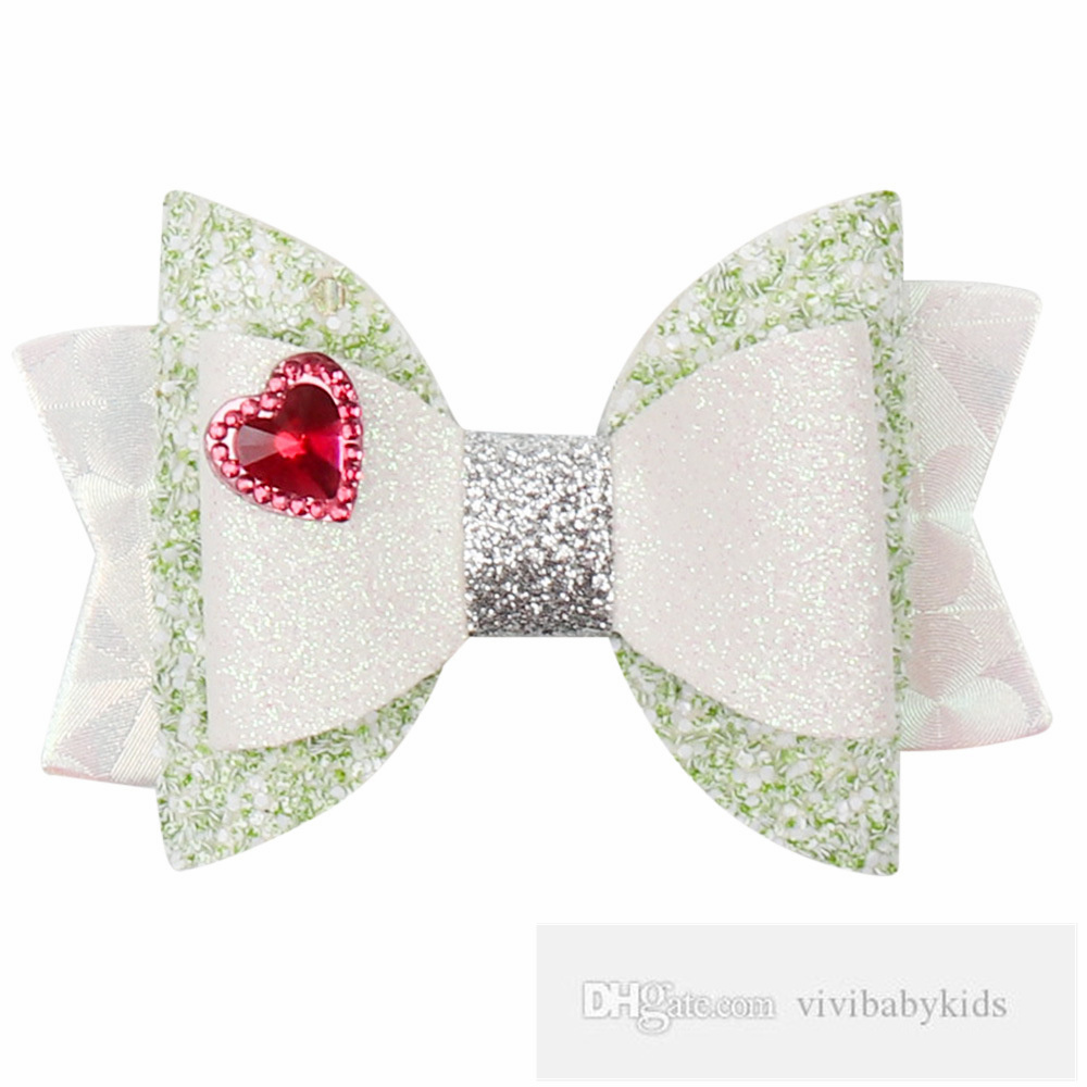 Sequins de double couche de 3 pouces Bows Enfants Clip Clip Clip Valentin Girls Bravo Love Heart Bow Hairpins Headwear Kids Princess Accessories Z6263